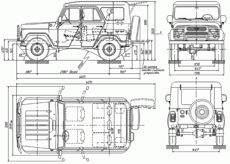 Размеры автомобиля УАЗ-31519