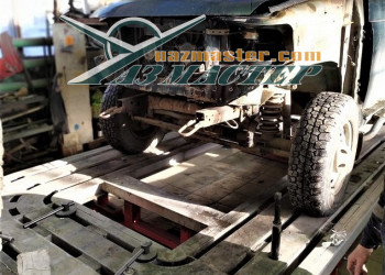 Проверка геометрии рамы УАЗ ПАТРИОТ на стапеле